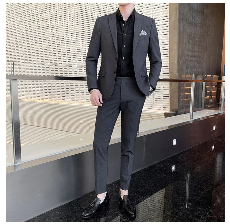 2025 Slim Fit Three-Piece Business Suit Set High-End Korean Style Wedding Groom Party Dress Suit Vest Trousers M-4XL