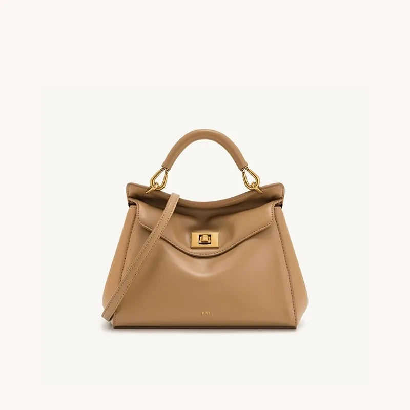 Lucia Elegant Buckle Genuine Leather Handbag for Women, Urban Casual Commuter Shoulder and Crossbody Bag