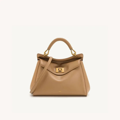 Lucia Elegant Buckle Genuine Leather Handbag for Women, Urban Casual Commuter Shoulder and Crossbody Bag
