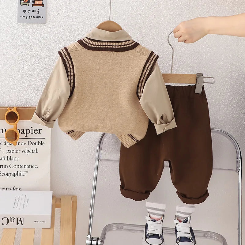 New Autumn Baby Clothes Children Boys Vest Shirt Pants 3Pcs/Sets Kids Clothing Infant Casual Cotton Costume Toddler Tracksuits