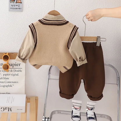 New Autumn Baby Clothes Children Boys Vest Shirt Pants 3Pcs/Sets Kids Clothing Infant Casual Cotton Costume Toddler Tracksuits