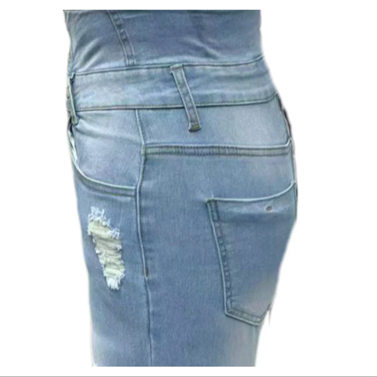 Women's High Waisted Elastic Jeans Vintage Hole Blue Tight Denim Trouser Basic Small Leg Jeans Elastic Tight Pants New