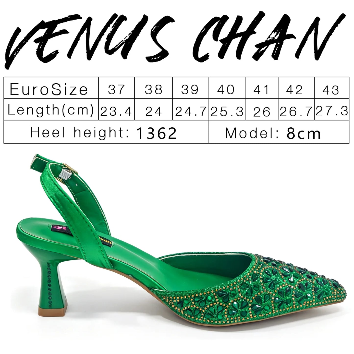 2026 New INS Italian Design Green Rhinestone Pointed Toe High Heels & Matching Handbag Set - Elegant Women's Wedding Party Shoes