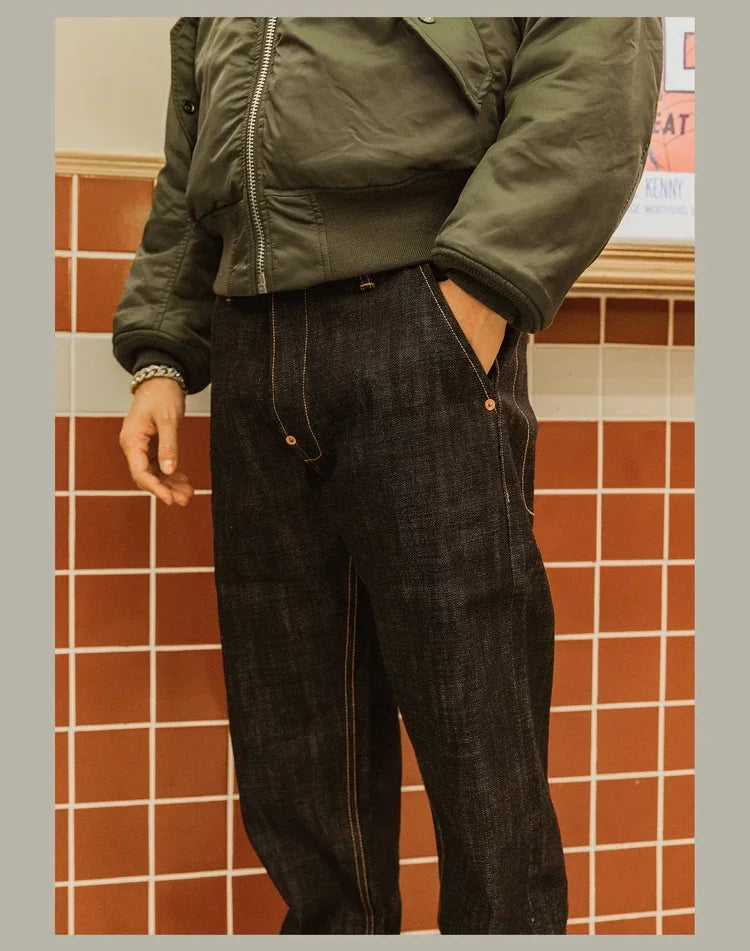 Denim Jeans Loose Straight Fit Heavyweight Raw Denim Pants