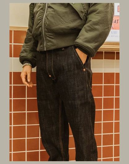 Denim Jeans Loose Straight Fit Heavyweight Raw Denim Pants