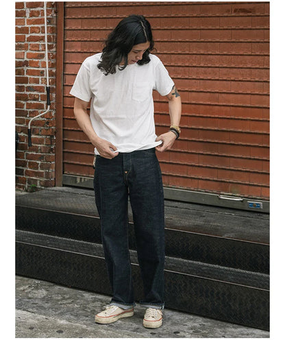Rugged Bronson Loopwheel Tubular Pocket T-Shirt 220g Slub Cotton Men's Seamless Side Tee Short Sleeve