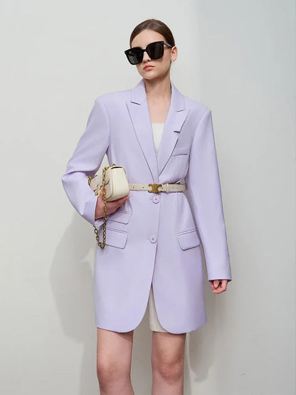 Minimalist Women's Jacket 2025 Autumn New Solid Color Commuter Loose Straight Women's Long Sleeve Top Long Blazer 12541154
