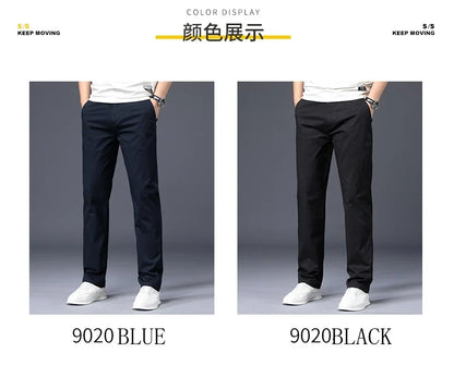 Mens Pants Cotton Casual  Stretch male trousers man long Straight High Quality 4 color Plus size pant suit  42 44 46