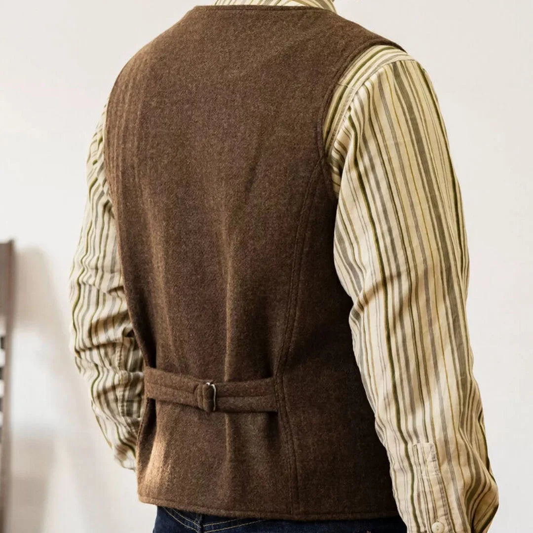 Men Vest Coffee Herringbone Single Button With Pocket Waistcoat For Wedding Banquet Business Work Office Daily Casual Men Vest