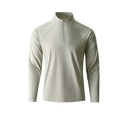 Men's Quick-Dry Half-Zip Long Sleeve T-Shirt – Breathable Four-Way Stretch Athletic Top with UPF50+ Cool Touch for Running & Gym