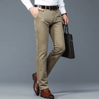 6 Colors Male Autumn Winter Casual Pants Chic Straight Formal Office Luxury Trousers Fashion Elastic Men Business Suit Pants