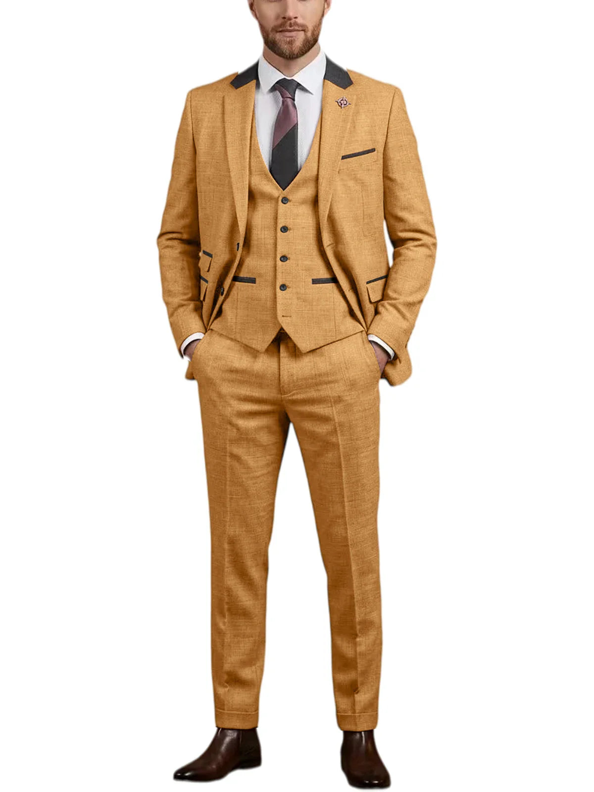 Men's Linen 3 Piece Suit Notch Lapel 2 Buttons Slim Fit Blazer Vest Pants Set Breathable Lightweight For Groom Business Casual
