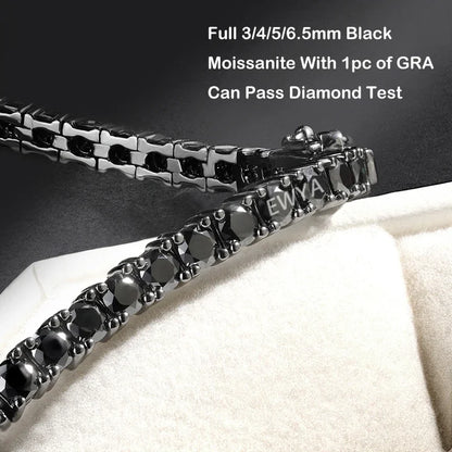 GRA Certified 3mm 0.1CT Gradient Color Black Grey White Moissanite Tennis Bracelet for Men Woman 925 Silver Link Bracelets