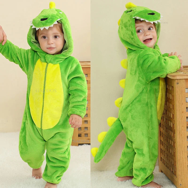 Cute Monkey Tiger Dinosaur Cosplay Costumes Boys Girls Toddler Animal Jumpsuit Baby Rompers Infant Clothes Pyjamas Kids Kigurumi
