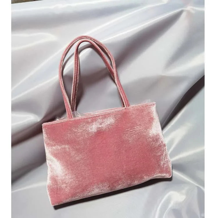 Luxury Premium Designer Elegant Womens Silk Satin Small Tote Solid Color Shoulder Underarm Purse Versatile Fashion Commuting Bag