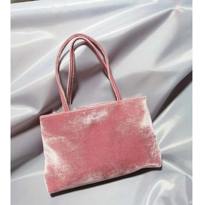 Luxury Premium Designer Elegant Womens Silk Satin Small Tote Solid Color Shoulder Underarm Purse Versatile Fashion Commuting Bag