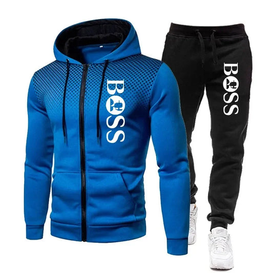 2026 New Spring and Autumn Men's Leisure Fitness Basketball Two Piece Set Fashion Outdoor Leisure Hoodie Set