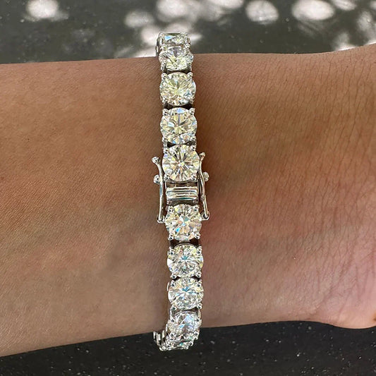 Bracelet de tennis 8 mm gros diamant moissanite pour femmes hommes, plaqué argent S925 or jaune/blanc 18 carats, avec certificats