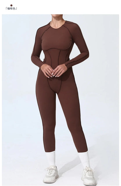 Women's High Elasticity Sports Bodysuit Kit Yoga Fitness Jumpsuit Open Back Hip-Lift Outdoors Gym Workout Sexy Fitness Outfit