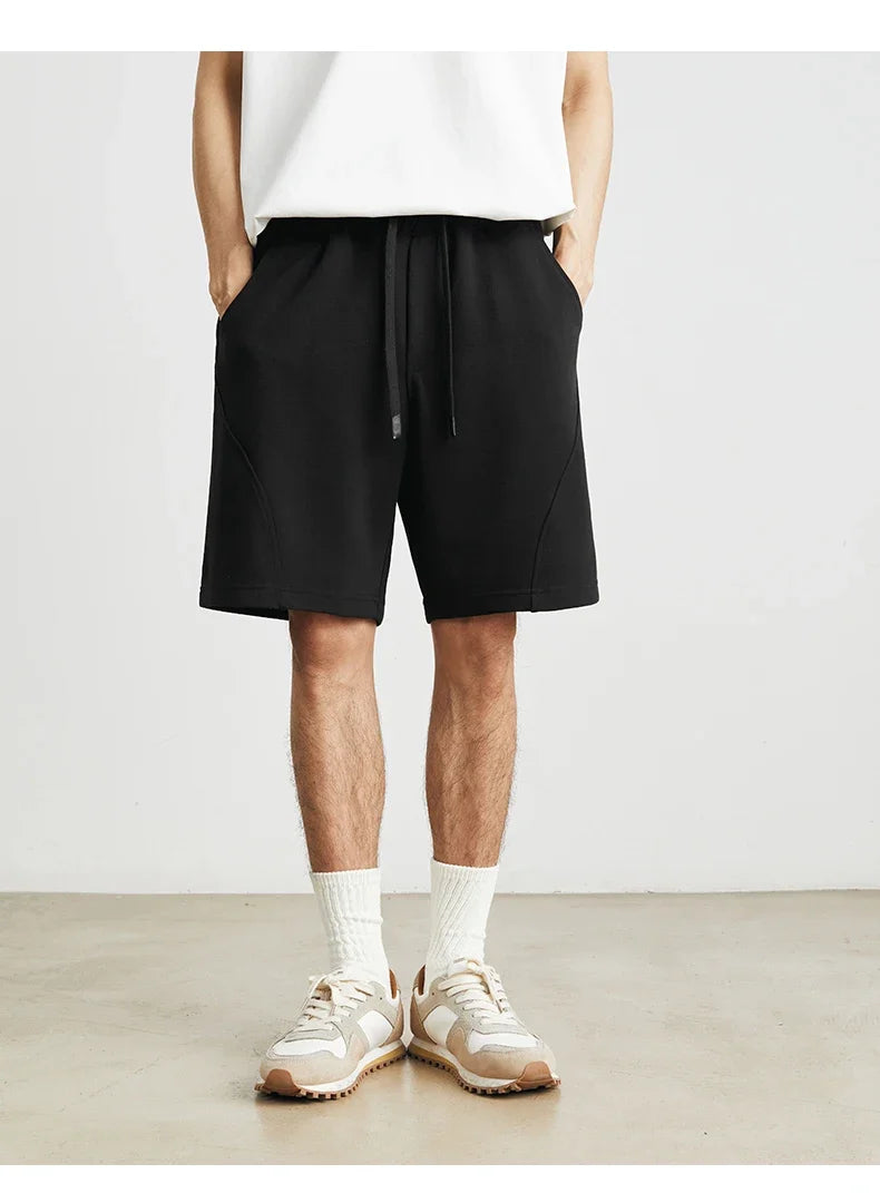 Men's Summer New American Casual Shorts Straight Loose Five-point Pants Solid Color Drawstring Pocket Micro-elastic Sports Pants