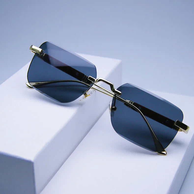 Fashion Rimless Sunglasses For Men Designer Square Sunglasses Women 2024 Trendy Retro Gafas De Sol Hombre Lunette Soleil Femme