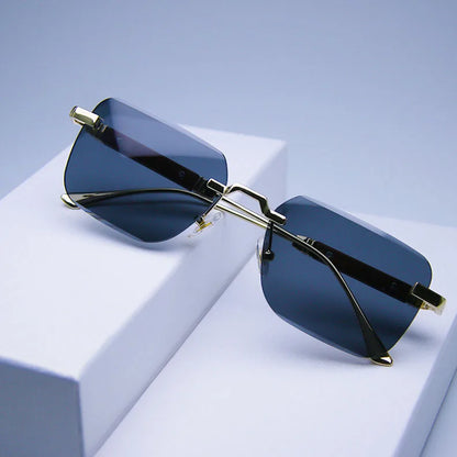 Fashion Rimless Sunglasses For Men Designer Square Sunglasses Women 2024 Trendy Retro Gafas De Sol Hombre Lunette Soleil Femme