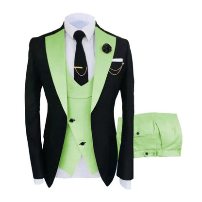 Men Suits 3 Pieces Tailored Best Man Groom Wedding Tuxedo Slim Fit Jacquard Two-color Blazer Jacket  Vest Pants Tuxedo Clothing