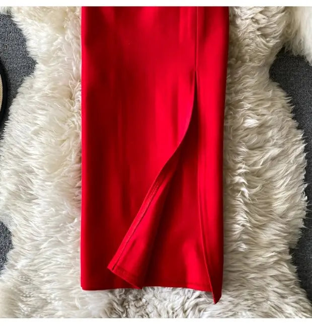 Ele High Waist Midi Skirt Slim Fit Pure Color Asymmetrical OL Busin Women's Faion Spring Ci Commute High Waist
