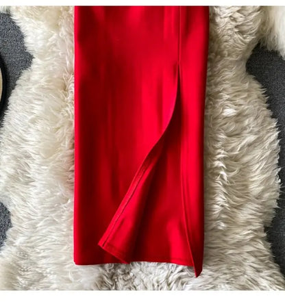 Ele High Waist Midi Skirt Slim Fit Pure Color Asymmetrical OL Busin Women's Faion Spring Ci Commute High Waist