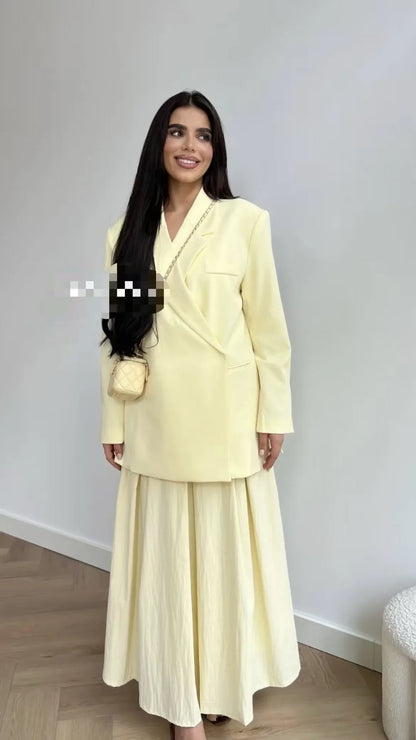 Ladies Loose Blazer Suit Solid Casual Turn Down Collar One Button Coat High Waist Shorts 2026 Summer Autumn Formal New Outfits