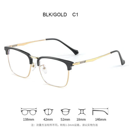 Men's Classic Business Eyeglasses Frames Anti-Blue Light Reading Glasses Myopia Hyperopia Customizable Prescription KE001