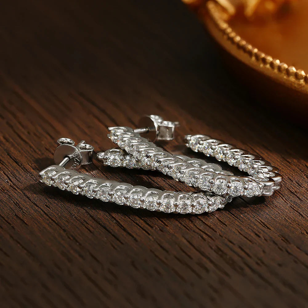 All Moissanite Earrings for Women Wedding Party Luxury Earring Jewelry s925 Sterling Sliver Plated 18k Gold Ear Stud