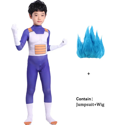 Kids Adult Blue Vegeta-boy Cosplay Costume Goku Costume Suit Superhero Jumpsuit Finery Dress Up