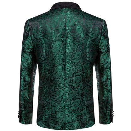 Men's Suits Blazer Green Red Silver Color Paisley Luxury Wedding Prom Business Banquet Suit Coat Men Clothing Jacket