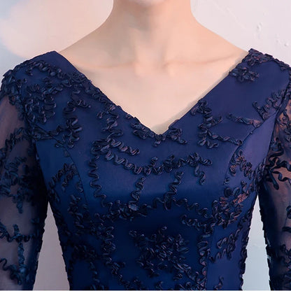 New 2026 Navy Blue Color V-Neck Formal Bridesmaid Dresses Half Sleeves Women Elegant Bride Gown Customized