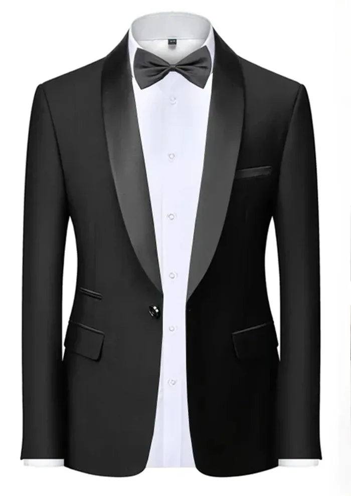 Mens Blazer Slim Fit Suit Jacket 1 Button Velvet Shawl Collar Wedding Formal Suit Jacket