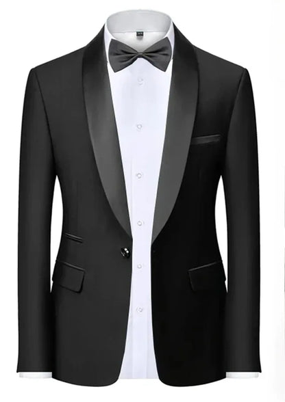 Mens Blazer Slim Fit Suit Jacket 1 Button Velvet Shawl Collar Wedding Formal Suit Jacket