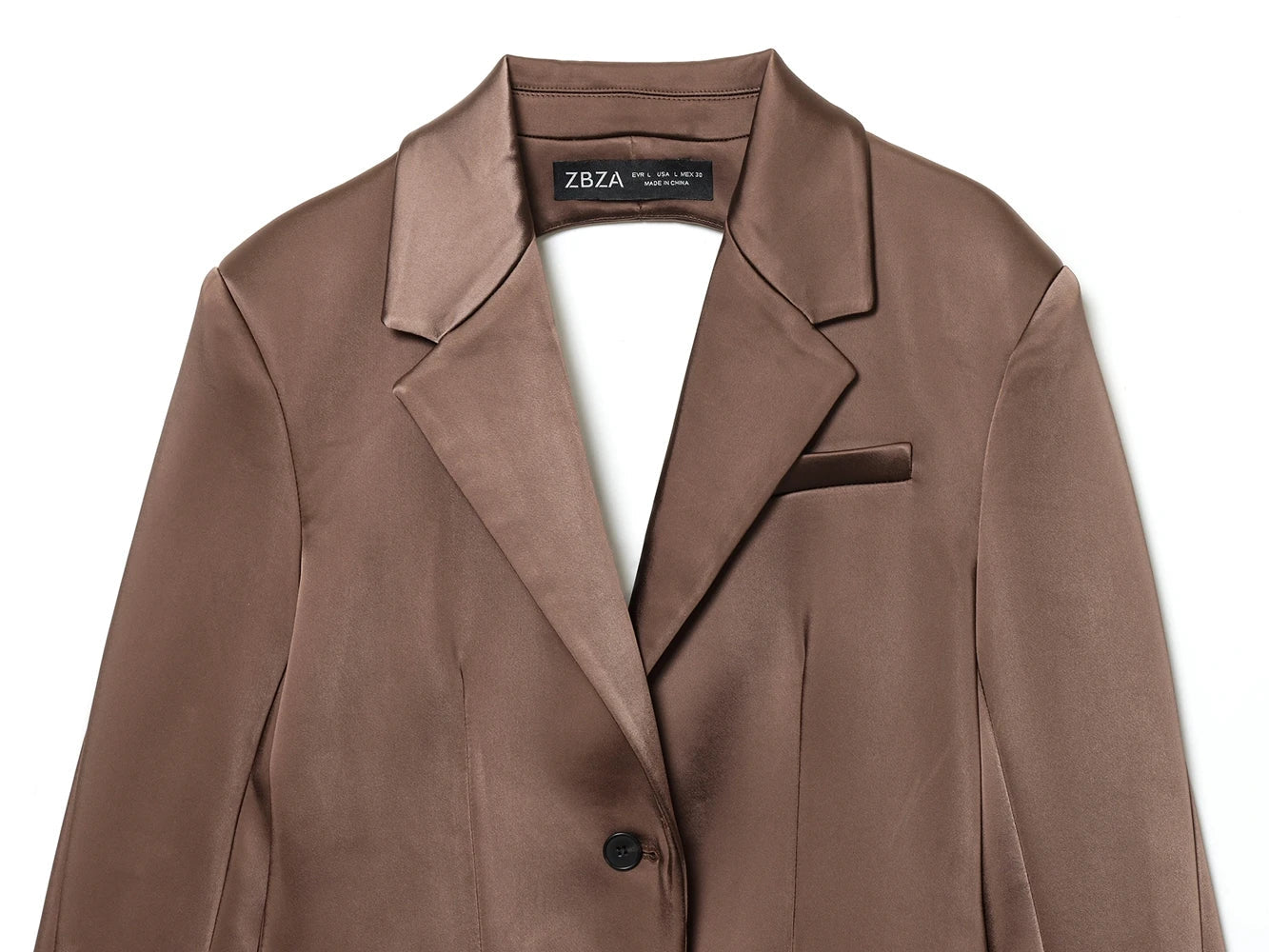 backless Satin Texture Blazers Women Fashion Autumn Winter Back hollow design Long Sleeve Single Buckle Suits Jacket coats