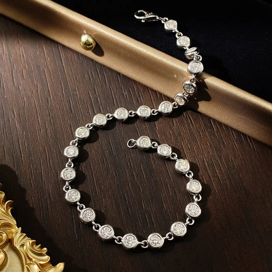 Bracelet de tennis en moissanite 3 mm Certifié GRA Argent sterling 925 Bracelet délicat avec serti clos pour femme et homme Bijoux de mariage