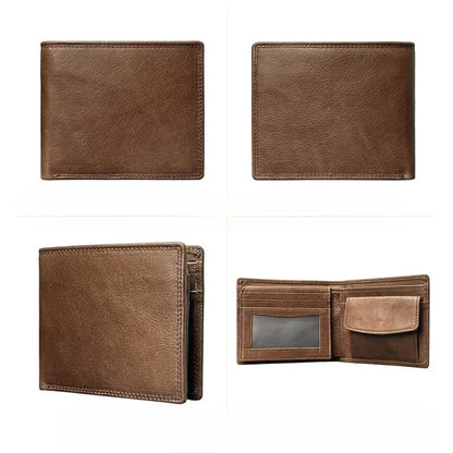 Multi-Functional First Layer Cowhide Men's Wallet Retro Horizontal Zipper Change Credit Card Position Men's Real-Leather Bag