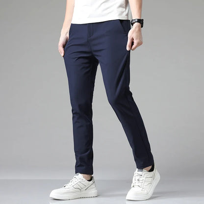 2024 Summer New  Men's Thin Straight Casual Pants Classic Style Light Gray Business Stretch Trousers Male Brand