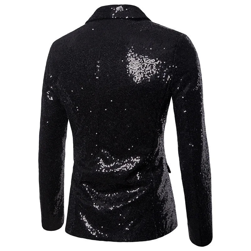 High End Men's Gold Sequin Suit European and American Hosting Performance Dress Korean Version Slim Fit Studio Suit Jacket