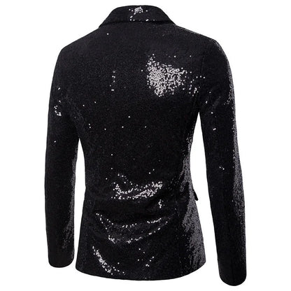 High End Men's Gold Sequin Suit European and American Hosting Performance Dress Korean Version Slim Fit Studio Suit Jacket