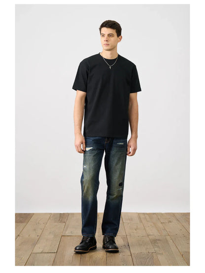 2026 Summer New Oversize 310gsm 100% Cotton T-shirts Men Quality Breathable Solid Color Comfortable Tops