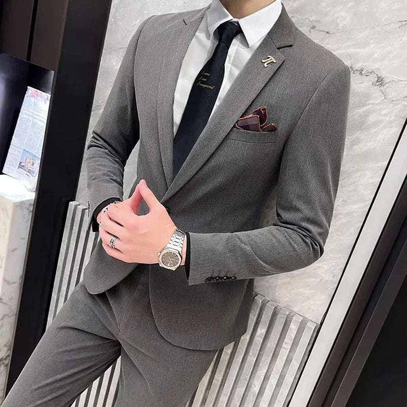 S-5XL Jacket Vest Pants Boutique Solid Color Casual Business Office Slim Mens Suit Groom Wedding Gown Blazer Waist Coat Trousers