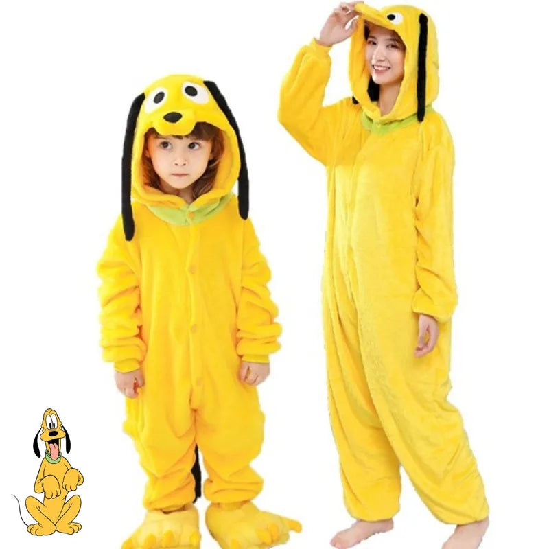 Pluto Cosplay Costume Onesie Kigurumi Kids Adult Zipper Cartoon Dog Pajamas Christmas Halloween Gift Soft Homewear Pyjama