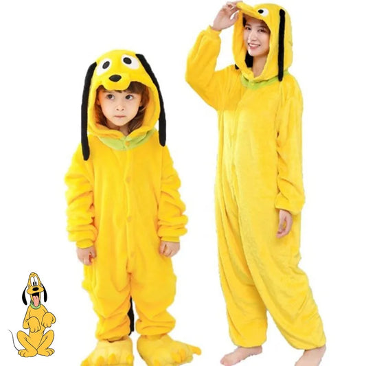 Pluto Cosplay Costume Onesie Kigurumi Kids Adult Zipper Cartoon Dog Pajamas Christmas Halloween Gift Soft Homewear Pyjama