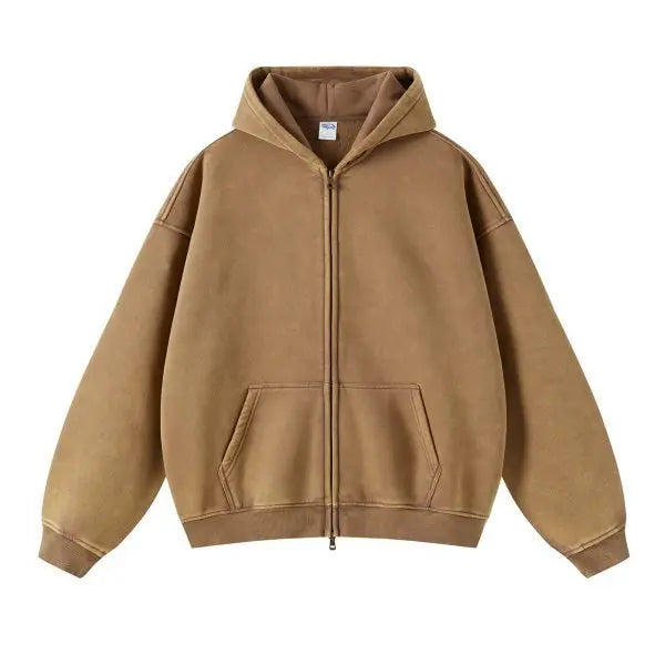 High Quality Luxury Apparel Street Wear Wholesale Euro US Size Spring Autum Full Up Zipper Washed Batik Dye Hoodie