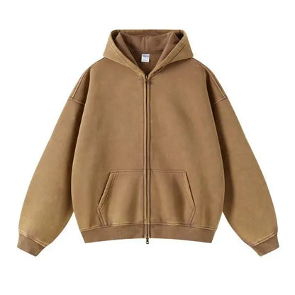 High Quality Luxury Apparel Street Wear Wholesale Euro US Size Spring Autum Full Up Zipper Washed Batik Dye Hoodie