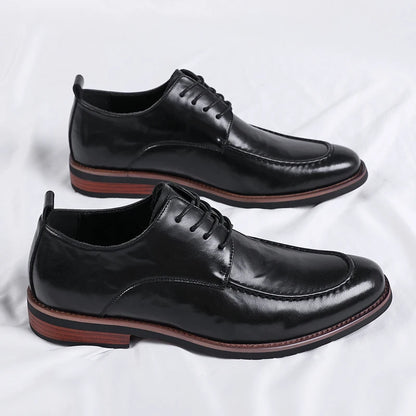 Italian Design Men's Oxford Business Shoes Formal Casual Leather Laces Lace-Up Anti-slip Flat Designer Shoes Comfy Walking Shoes